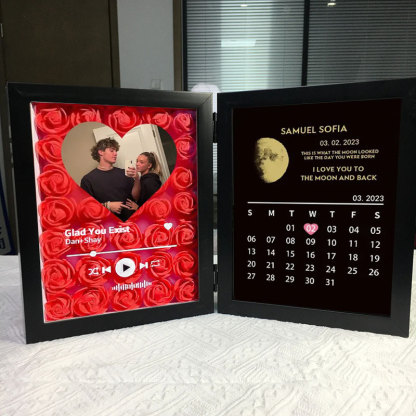 (With Song) Custom Flowers Frame with REAL MOON PHASE Anniversary Calendar🌺-forlovever