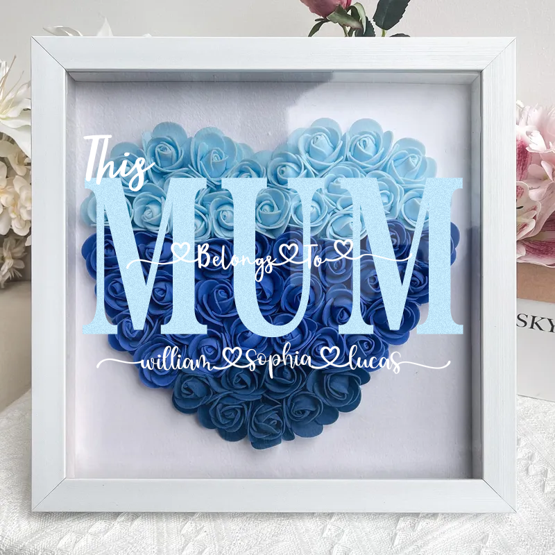 Mom Gift 'This MUM/MOM Belongs to' - Personalized Flower Shadow Box-forlovever