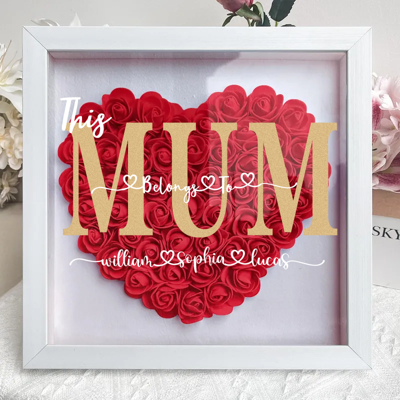 Mom Gift 'This MUM/MOM Belongs to' - Personalized Flower Shadow Box-forlovever