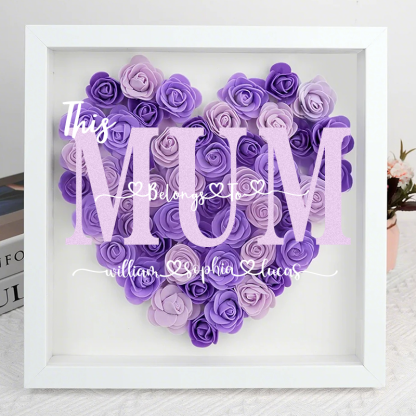 Mom Gift 'This MUM/MOM Belongs to' - Personalized Flower Shadow Box-forlovever