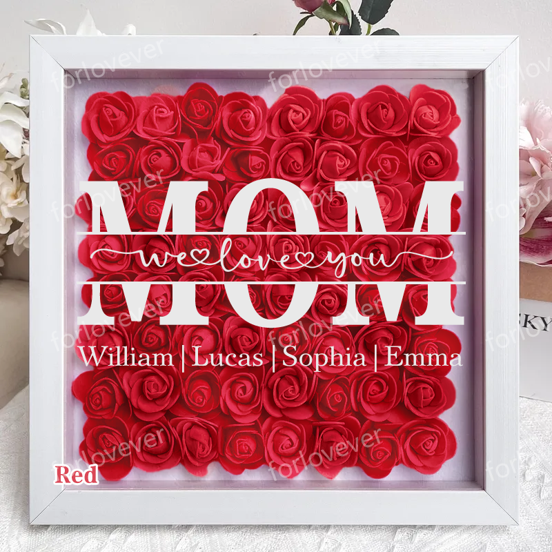 Mom/Grandma We Love You - Personalized Square Shaped Flower Shadow Box-forlovever
