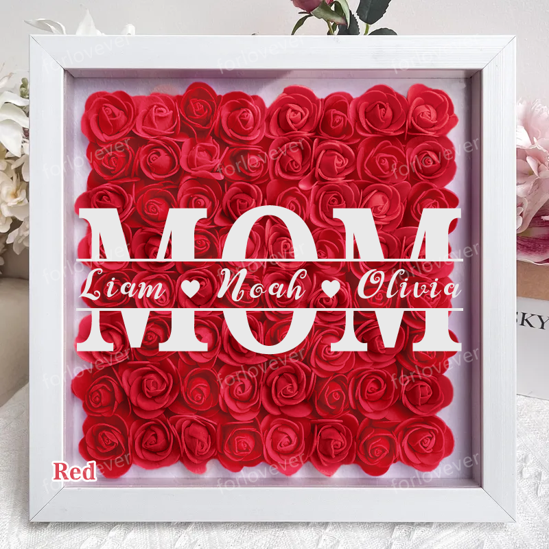 Mom Square Shaped Monogram Flower Shadow Box Gift-forlovever