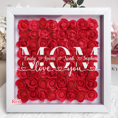 MOM-Love you- Personalized Flower Shadow Box Custom Name & Text Square Rose Frame Decorations Mother's Day Gift-forlovever