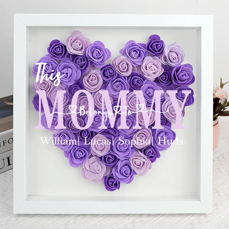 'This MOM Belongs to' - Personalized Flower Shadow Box - Mother's Day Gift-forlovever