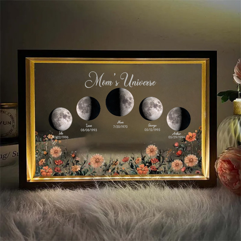 Custom Moon Phase Led light frame with text and date⭐️-forlovever