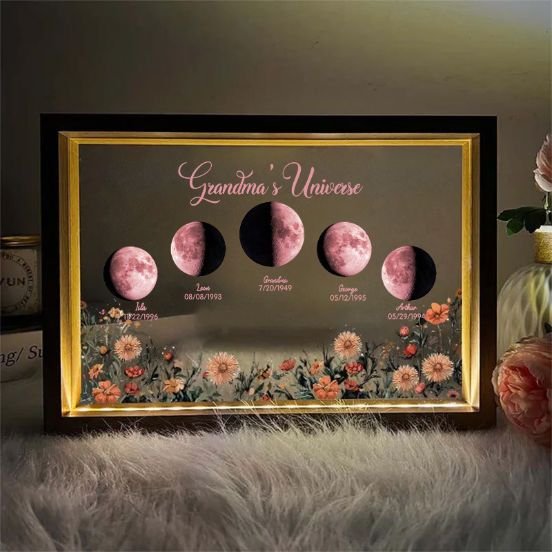 Custom Moon Phase Led light frame with text and date⭐️-forlovever