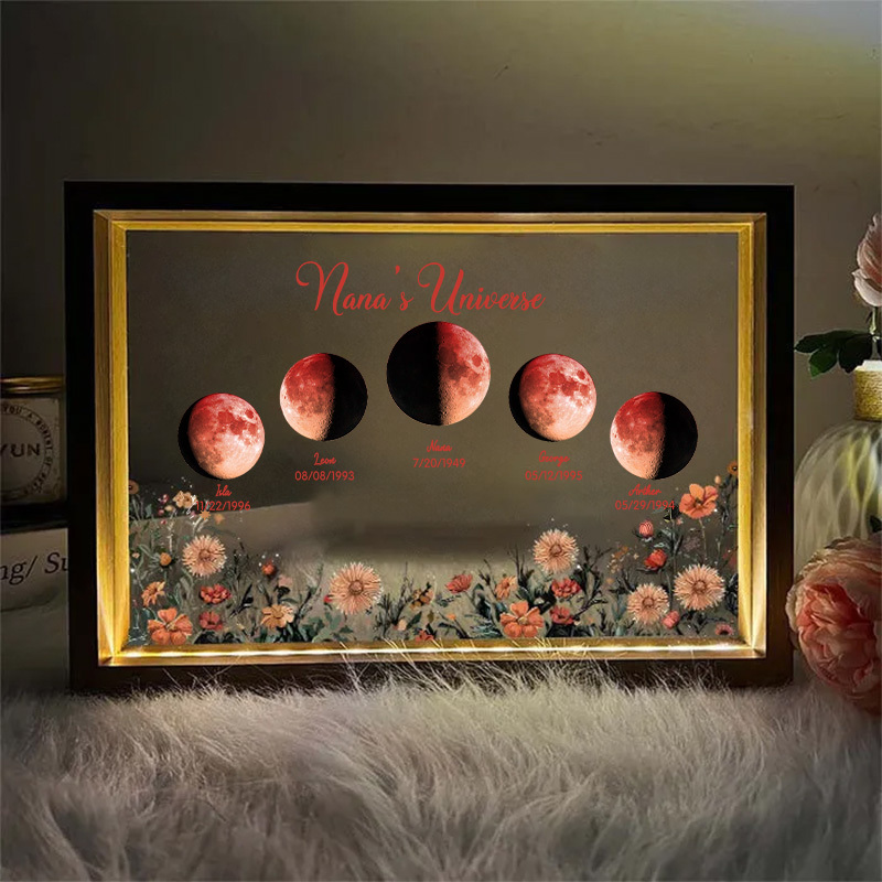 Custom Moon Phase Led light frame with text and date⭐️-forlovever