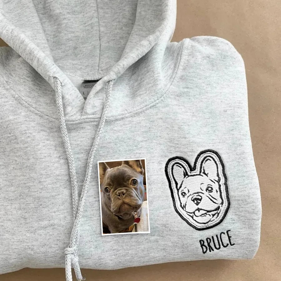 Custom Embroidered Pet Portraits Simple Icons T-Shirt, Sweatshirt, Hoodie-forlovever