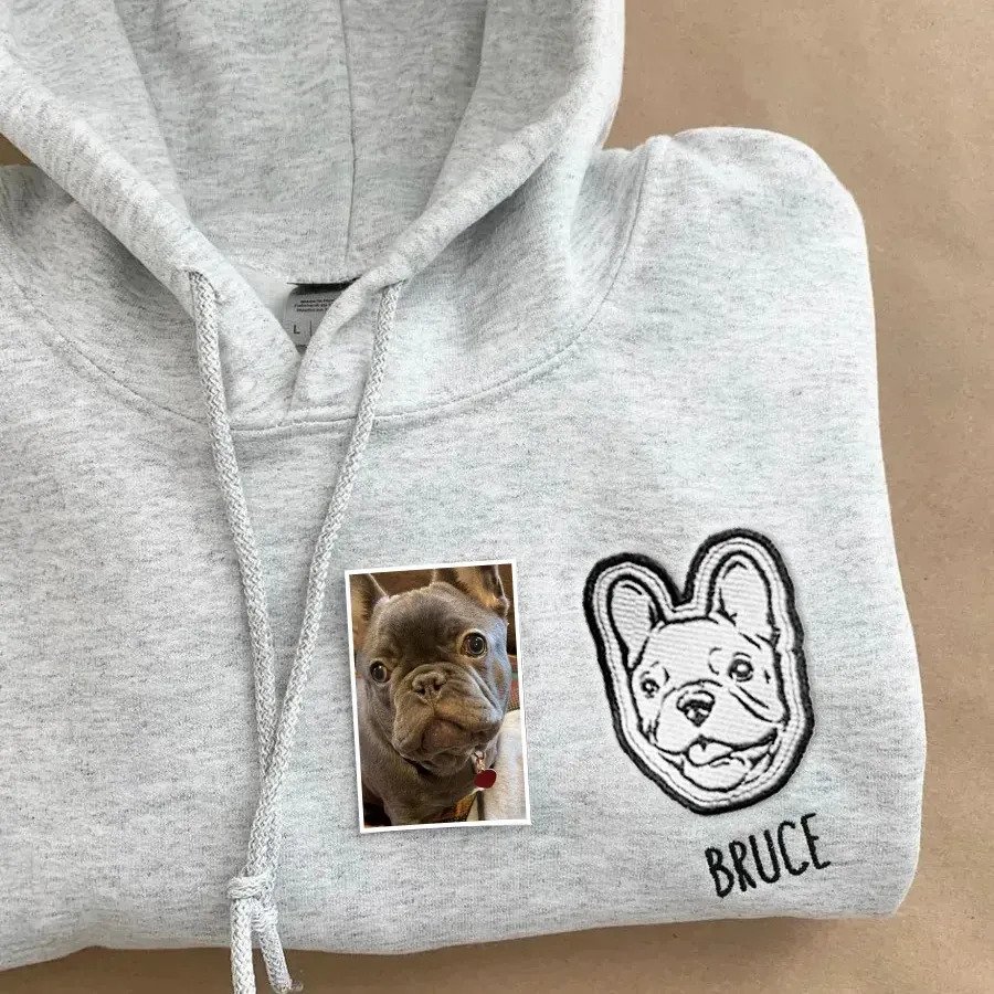 Custom Embroidered Pet Portraits Simple Icons T-Shirt, Sweatshirt, Hoodie-forlovever