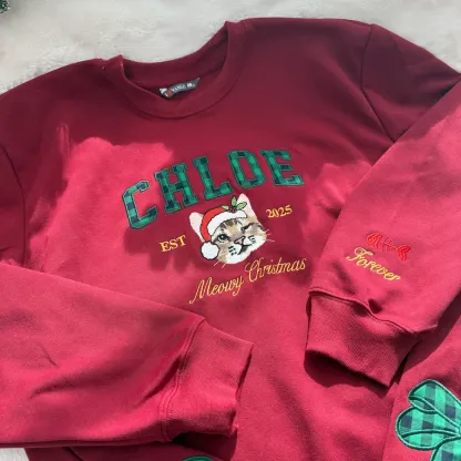 Personalized pet photo embroidered fashion patch sweatshirt with side bow