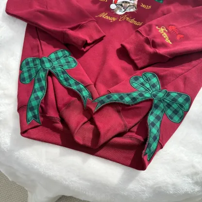 Personalized pet photo embroidered fashion patch sweatshirt with side bow