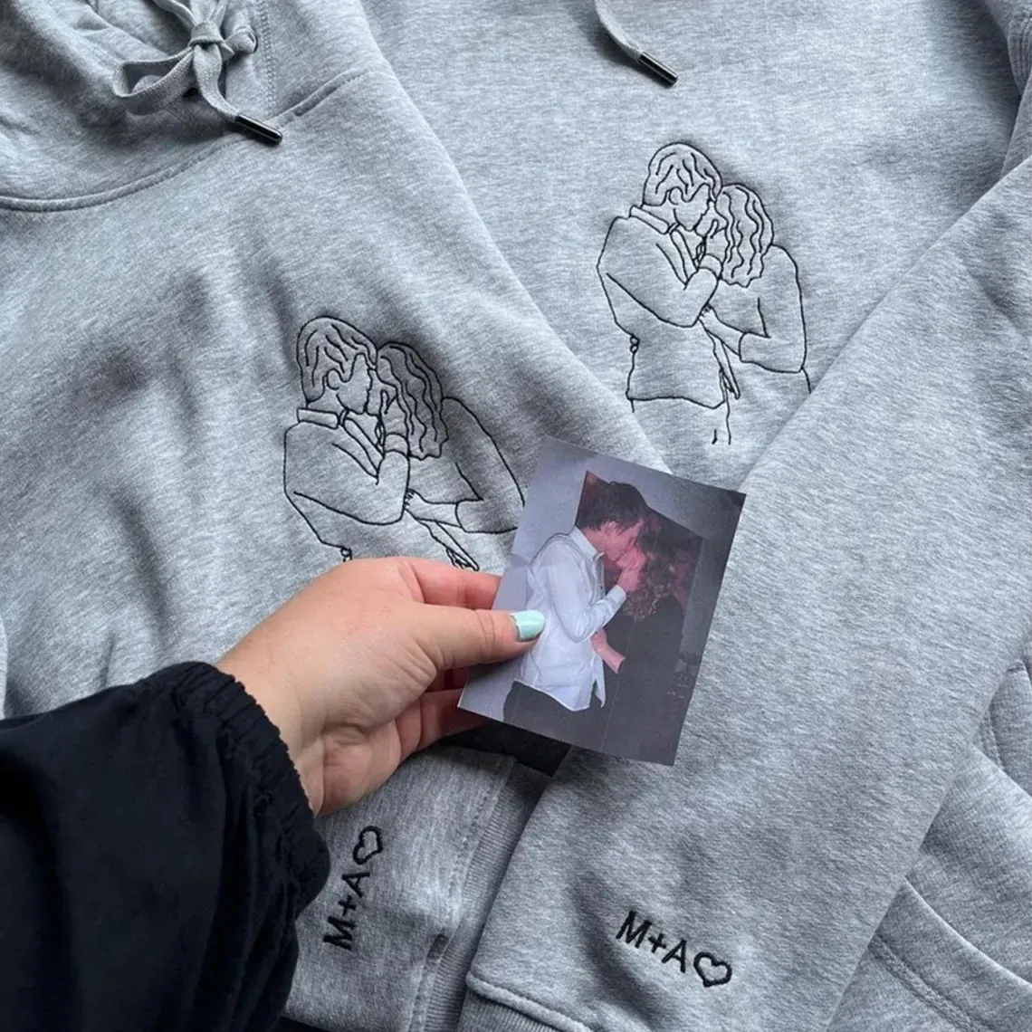 Forlovever Custom Christmas Photo Silhouette Embroidered T-Shirt Sweatshirt Hoodie