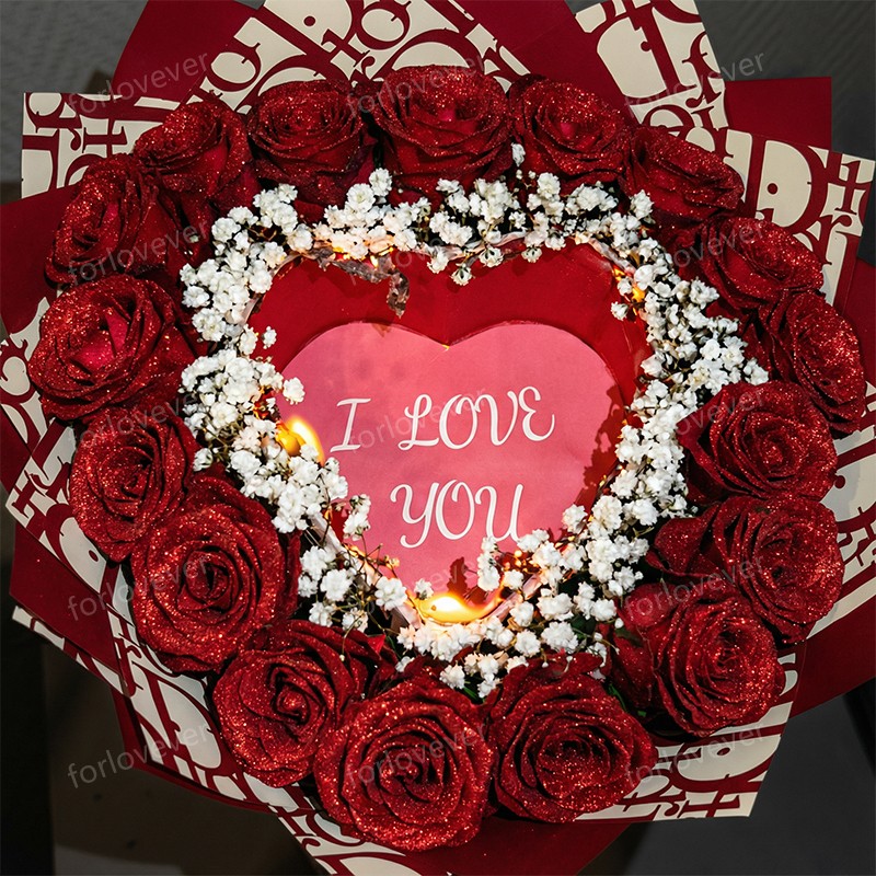 Will You Be My GF-Glitter Rose Profess Bouquet