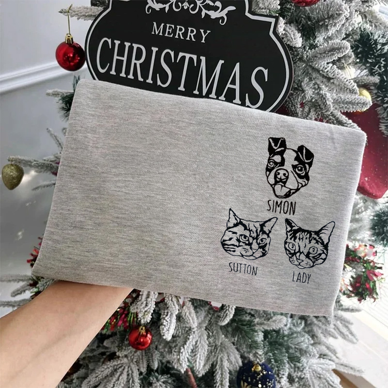 Custom Embroidered Pet Face Sweatshirt, Hoodie, Tee