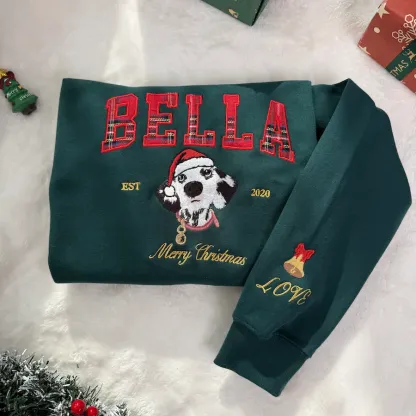 Personalized pet photo embroidered fashion patch sweatshirt with side bow