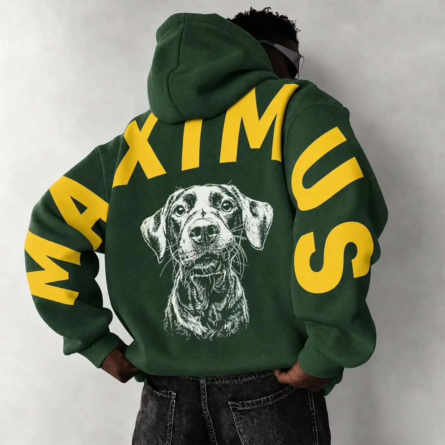 Custom Pet Portrait Sweatshirt with Solid Big Back Name, Personalized Dog Mom Hoodie