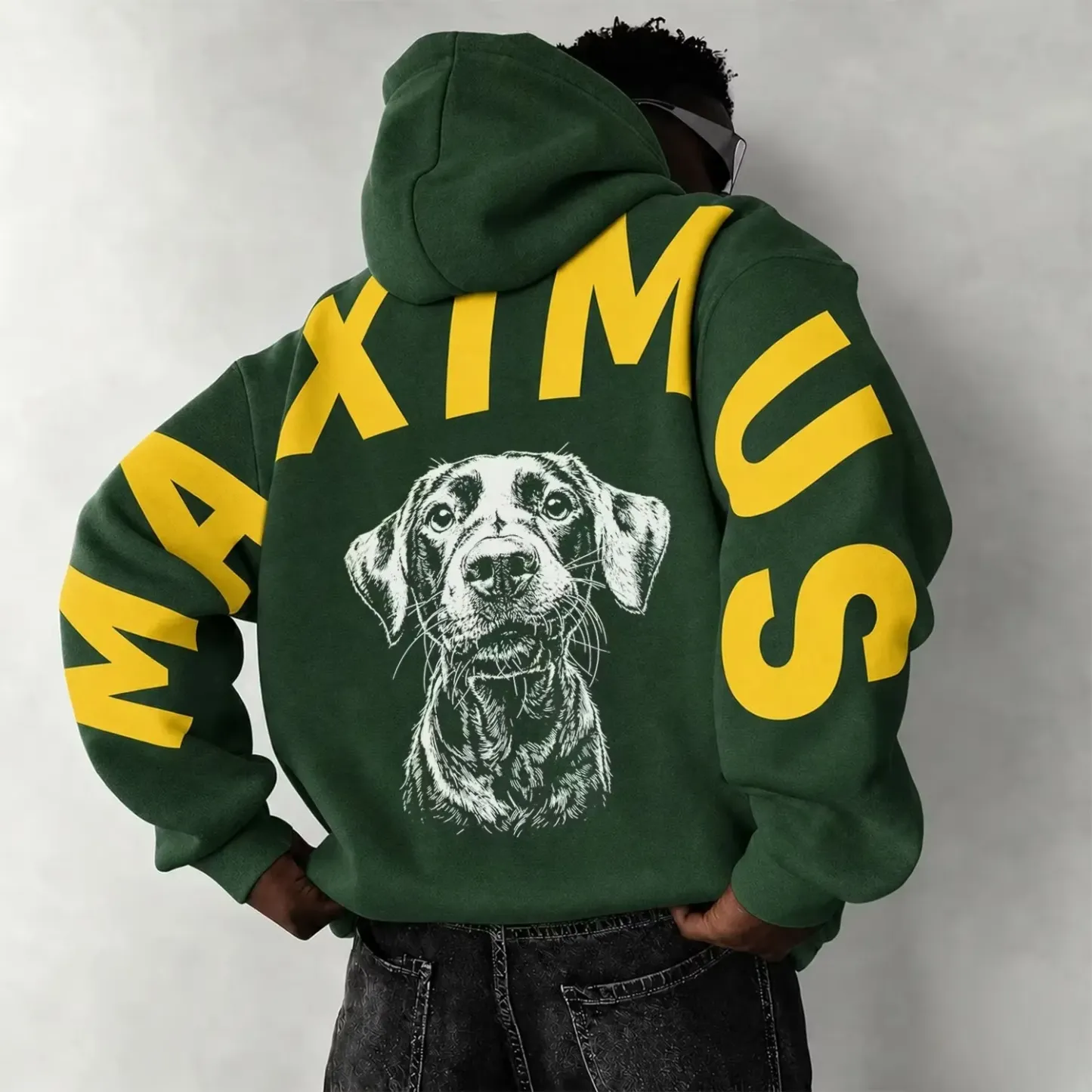 Custom Pet Portrait Sweatshirt with Solid Big Back Name, Personalized Dog Mom Hoodie
