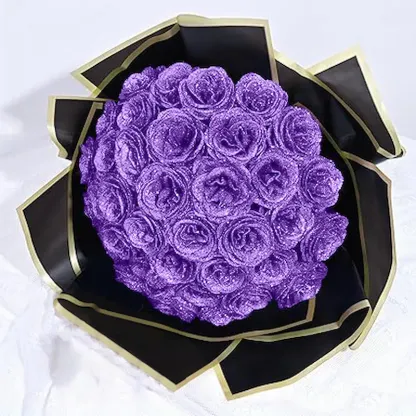 Lavender Glitter Rose Bouquet-Couple Glitter Everlasting Rose Bouquet (Never Wither)