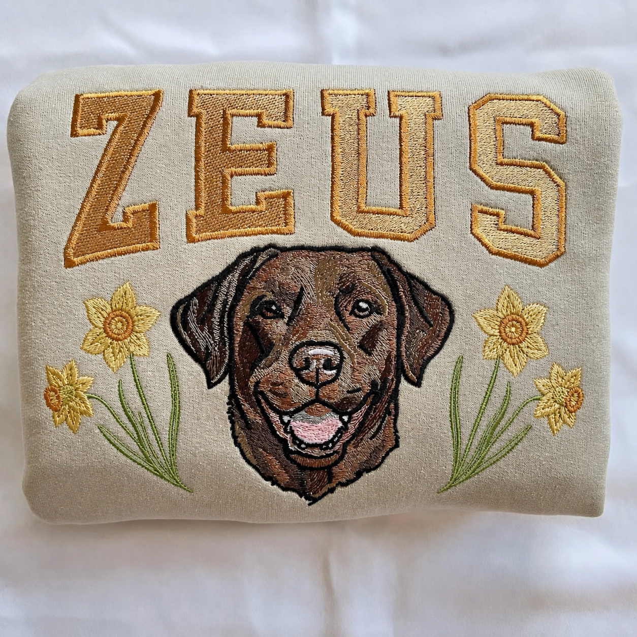 Custom Pet Face Embroidered Sweatshirt With Birth Flower,Gift For Pet Lovers