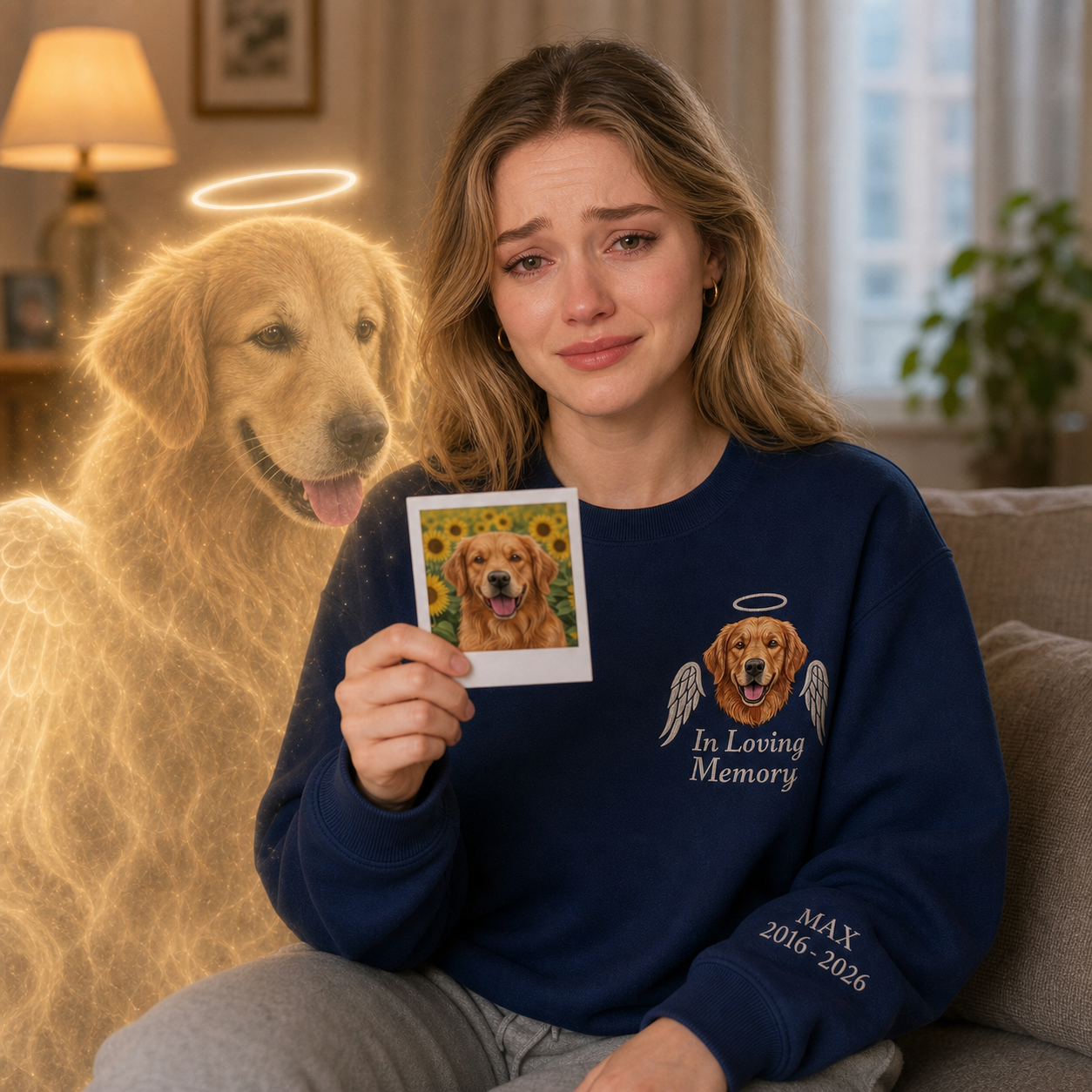 Custom Dog Memorial Embroidered Sweatshirt – Personalized Pet Loss Keepsake Gift