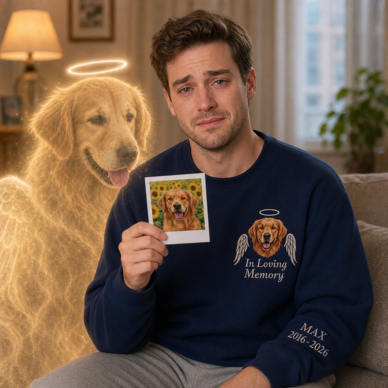 Custom Dog Memorial Embroidered Sweatshirt – Personalized Pet Loss Keepsake Gift