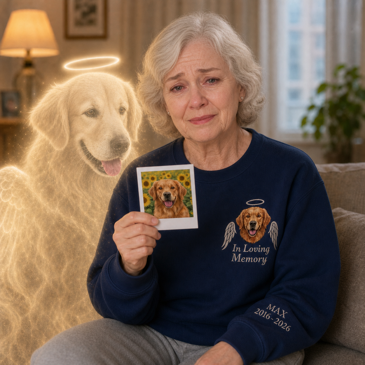Custom Dog Memorial Embroidered Sweatshirt – Personalized Pet Loss Keepsake Gift