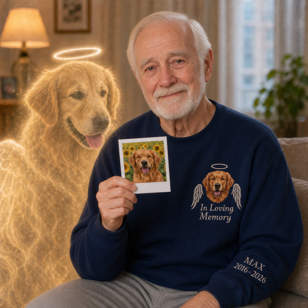 Custom Dog Memorial Embroidered Sweatshirt – Personalized Pet Loss Keepsake Gift