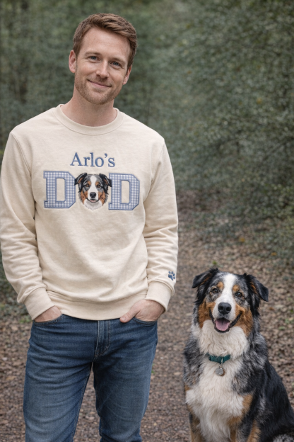 Custom Pet Portrait Appliqué Embroidered Sweatshirt, Pet Mom & Dad Gift
