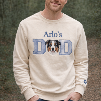 Custom Pet Portrait Appliqué Embroidered Sweatshirt, Pet Mom & Dad Gift