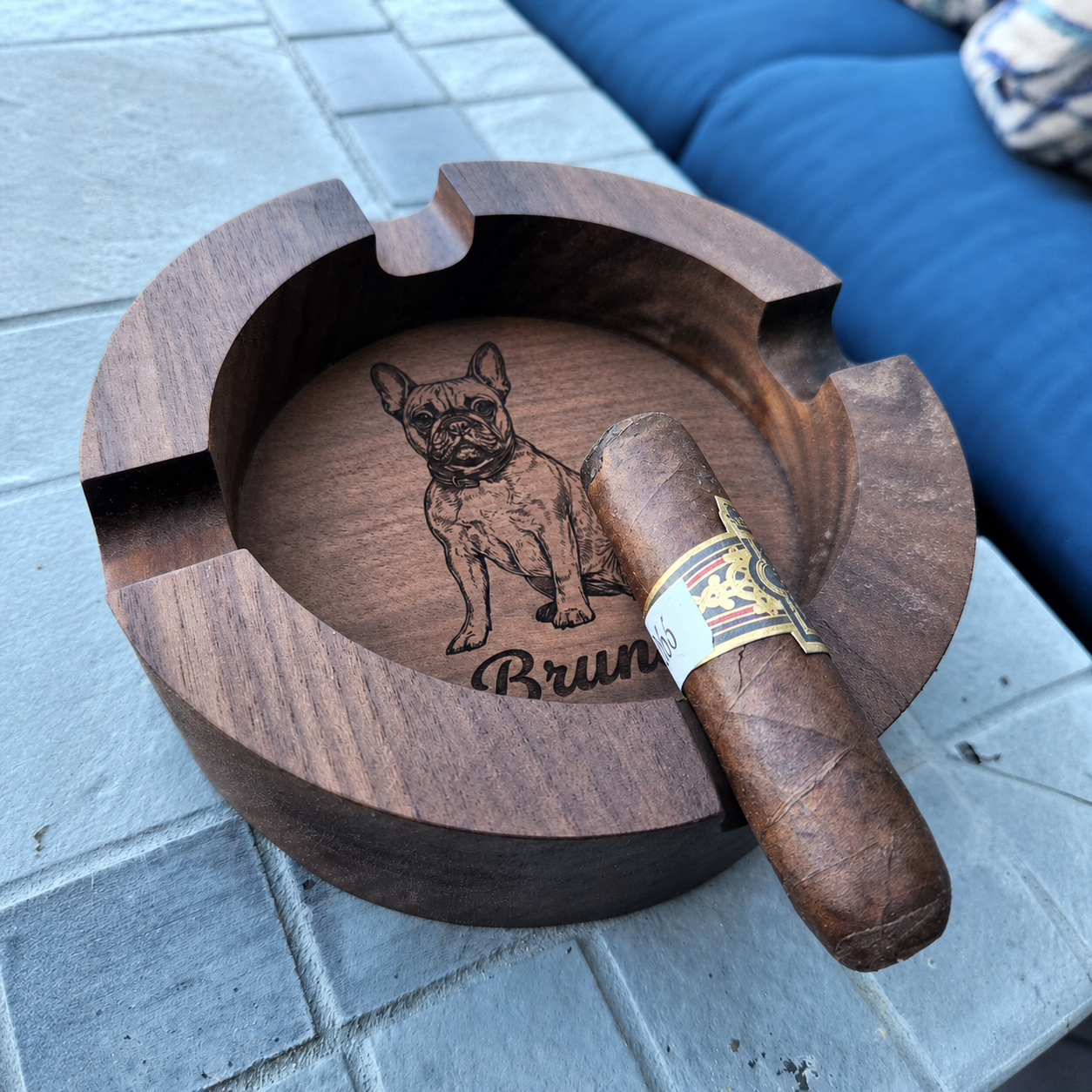 Personalized Pet Portrait Engraved  Cigar Ashtray, Pet Lover Gift for Him, Dog Dad Gift