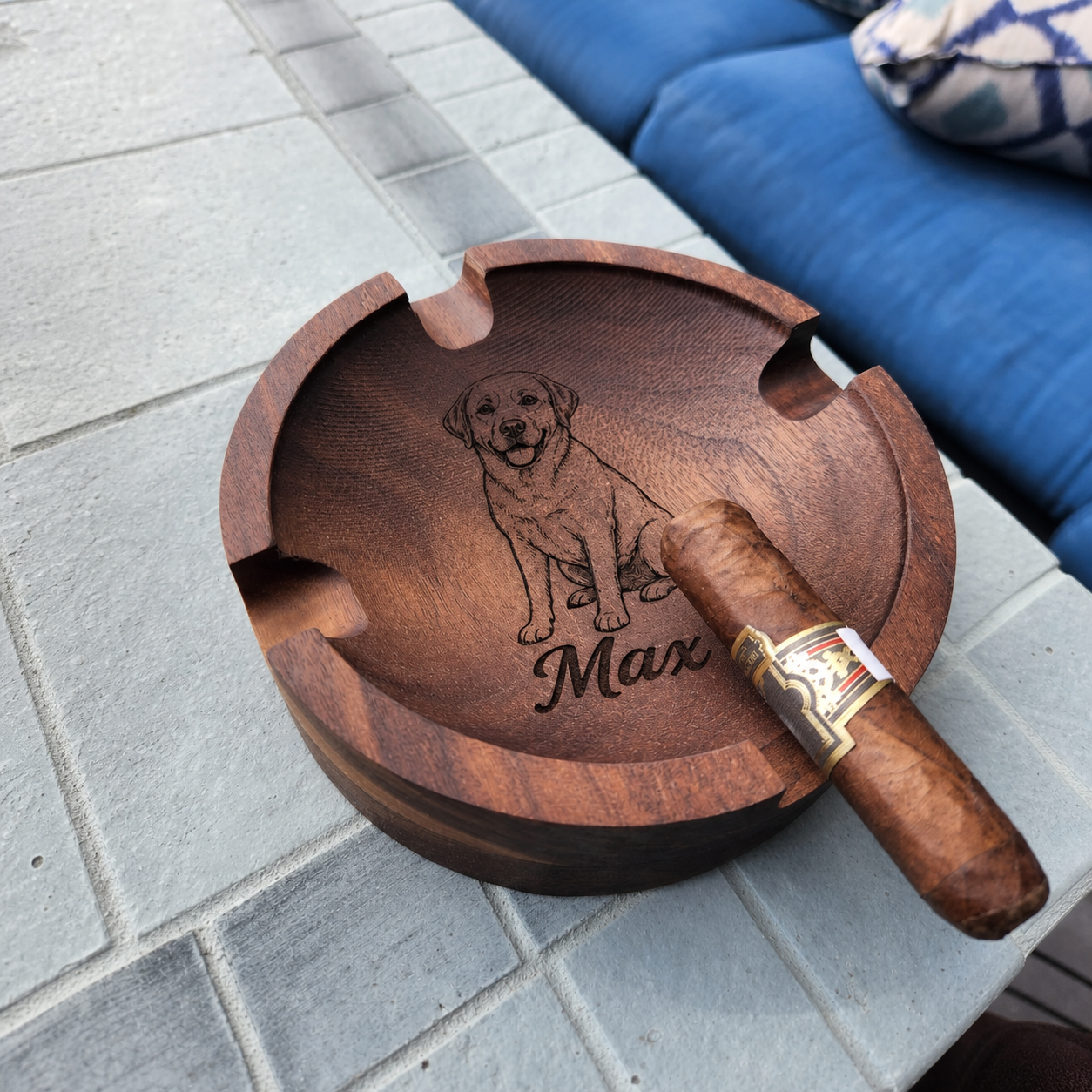Personalized Pet Portrait Engraved  Cigar Ashtray, Pet Lover Gift for Him, Dog Dad Gift