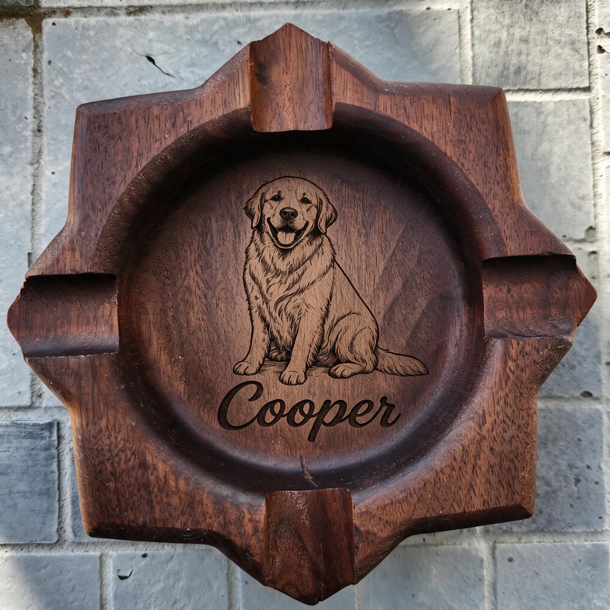 Personalized Pet Portrait Engraved  Cigar Ashtray, Pet Lover Gift for Him, Dog Dad Gift