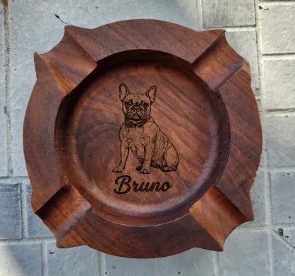 Personalized Pet Portrait Engraved  Cigar Ashtray, Pet Lover Gift for Him, Dog Dad Gift