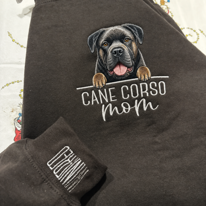 Personalized Dog EMBROIDERED Crewneck with Name On Sleeve，Dog Mom Sweatshirt