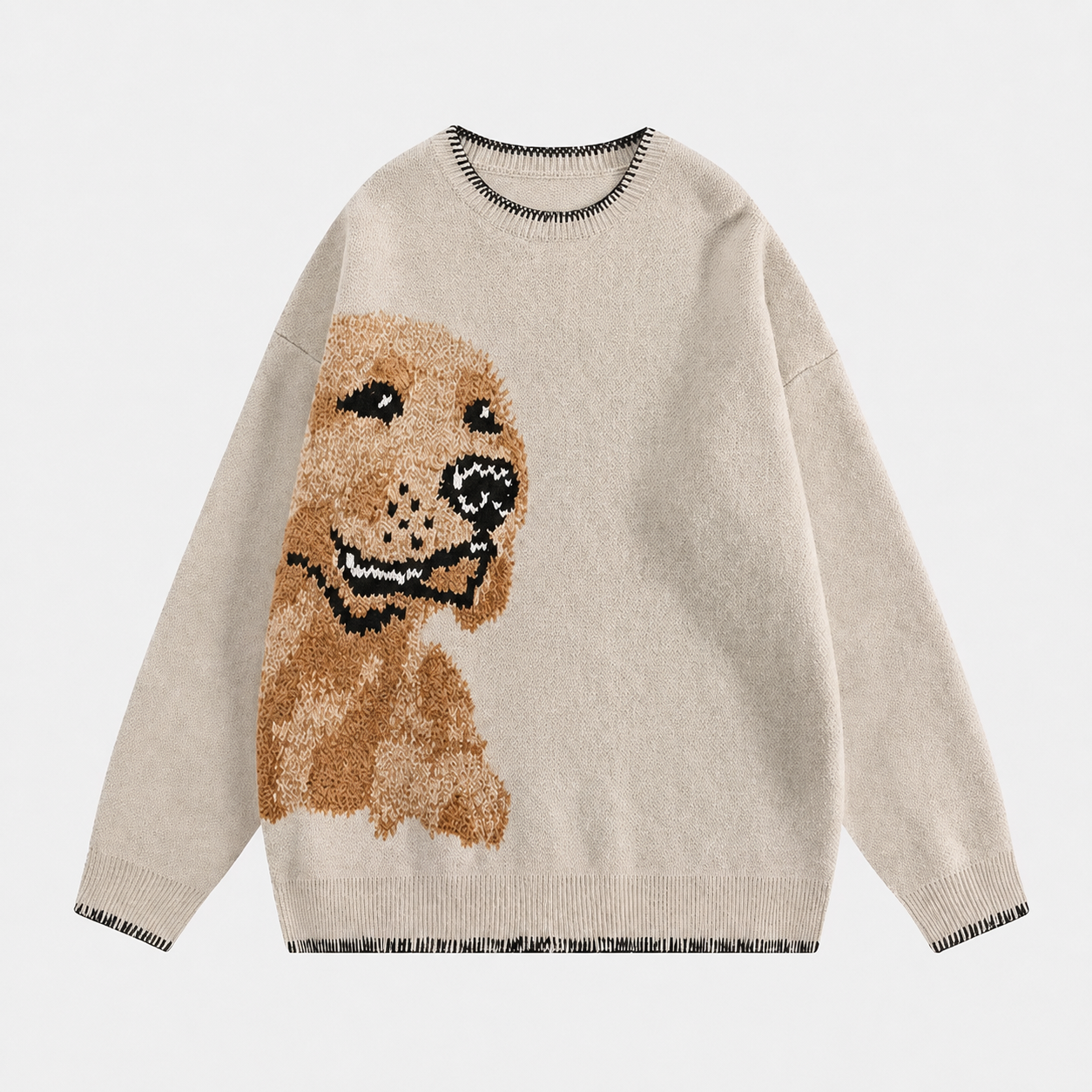 Custom Pet Portrait Knit Sweater – Personalized Dog & Cat Sweater with Side-Placement Design