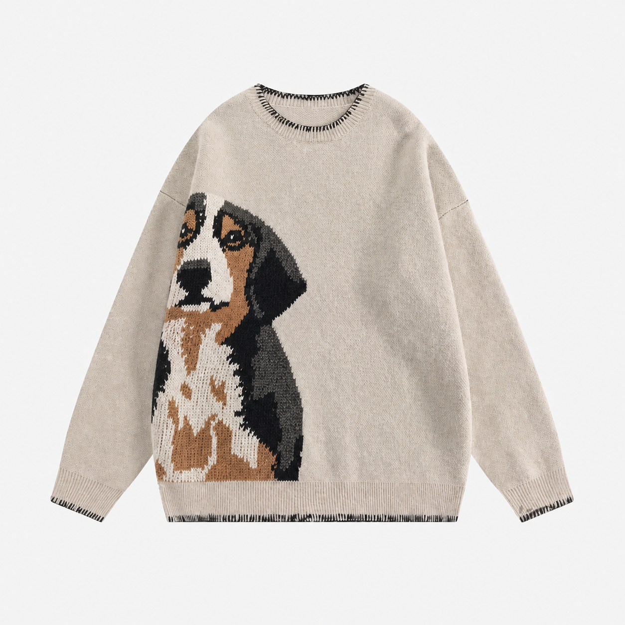 Custom Pet Portrait Knit Sweater – Personalized Dog & Cat Sweater with Side-Placement Design