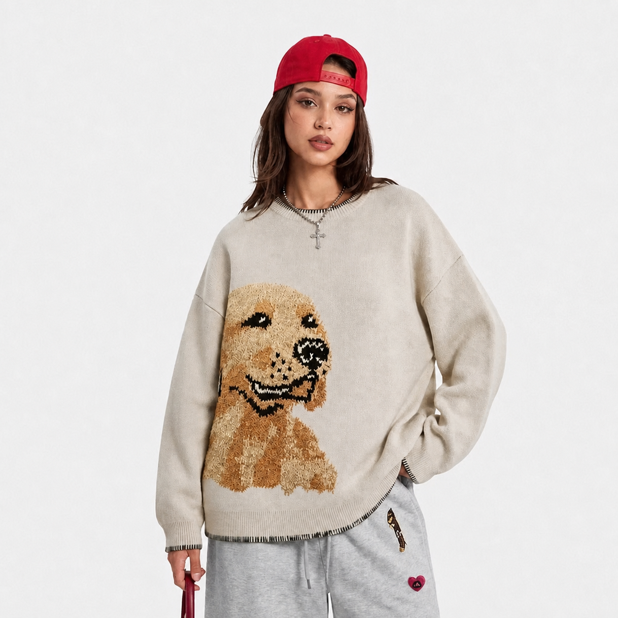 Custom Pet Portrait Knit Sweater – Personalized Dog & Cat Sweater with Side-Placement Design