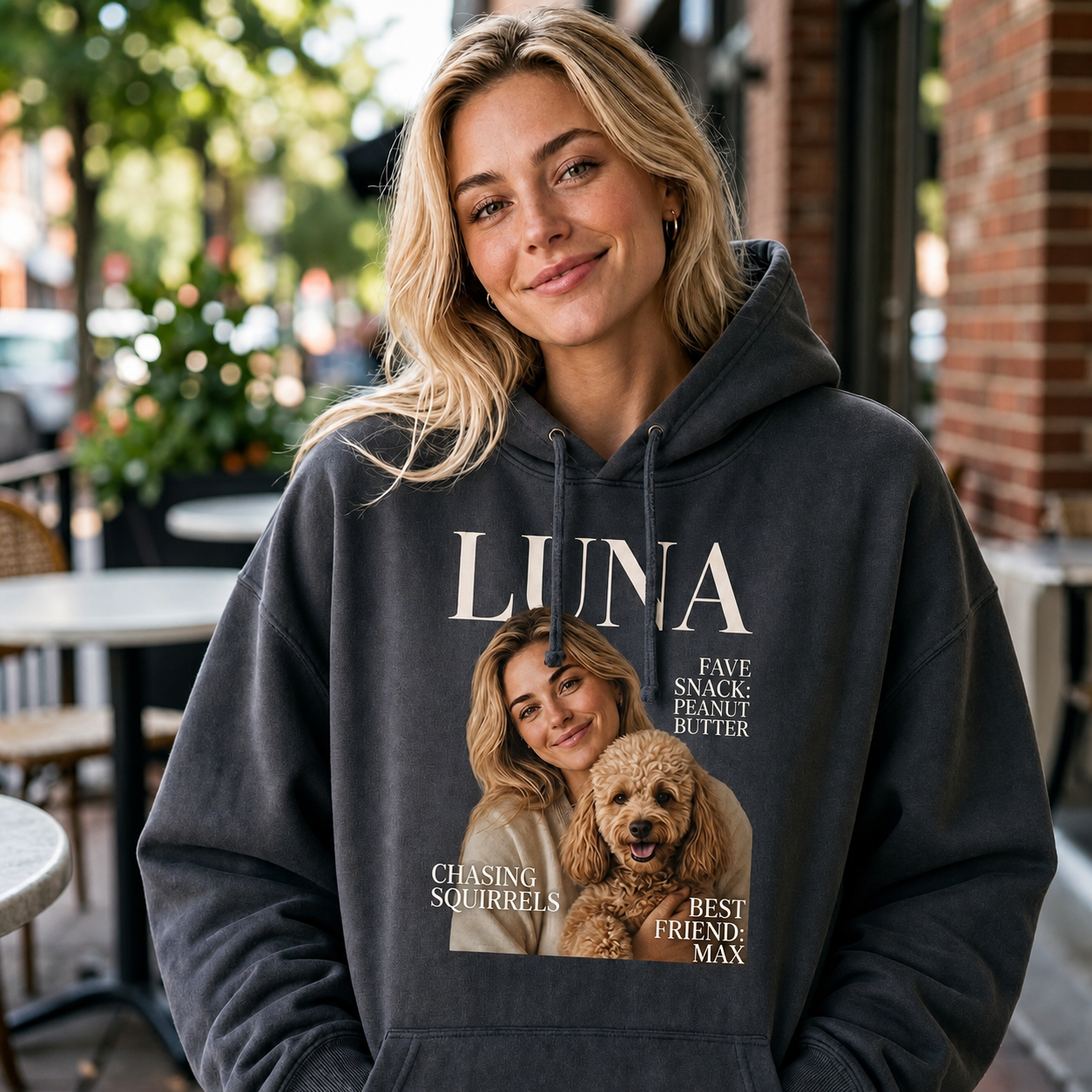 Custom Magazine Style Pet & Owner Graphic Sweatshirt, Personalized Dog & Cat Portrait Print, Pet Lover Gift