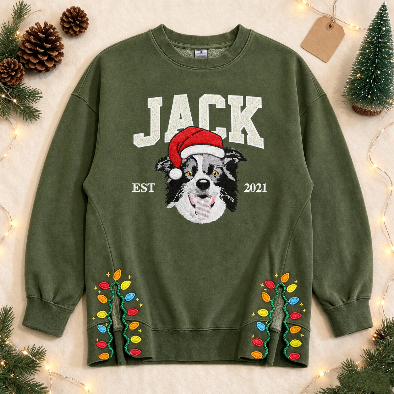 Personalized Embroidered Pet Face and Name Sweatshirt, Keepsake Gift for Pet Lovers