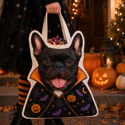 Personalized Pet Photo Trick-or-Treat Bag, Custom-Shaped Halloween Tote, Dog or Cat Gift