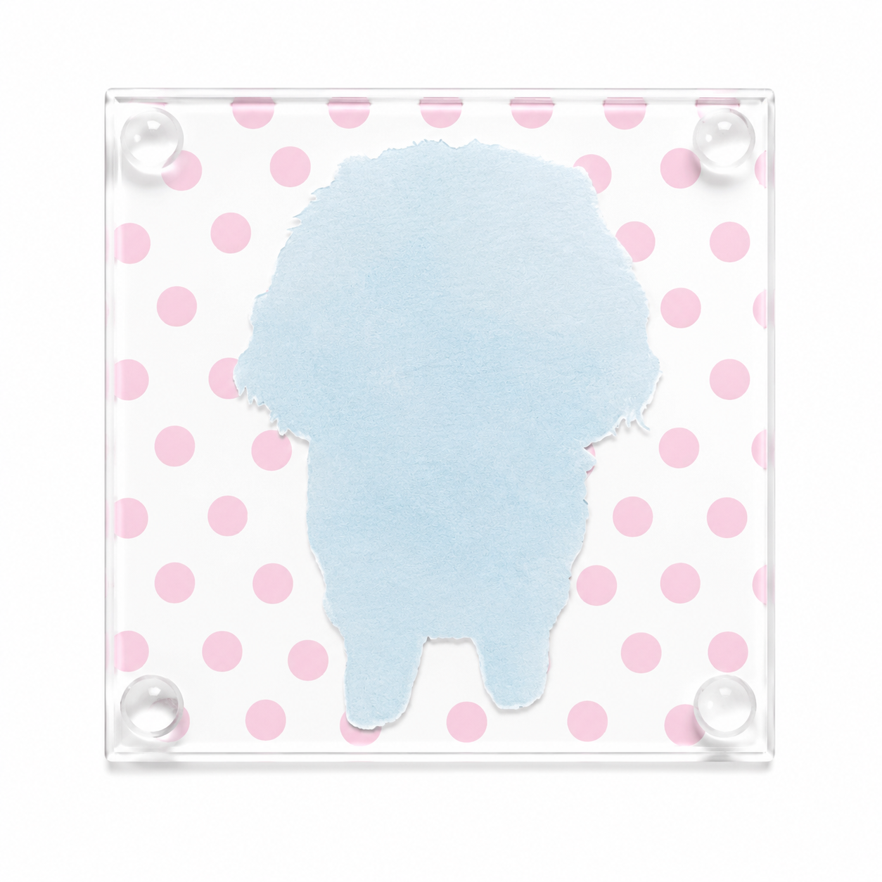 Custom Pet Photo Coaster, Personalized Dog & Cat Coaster with Polka Dot Design, Pet Lover Gift