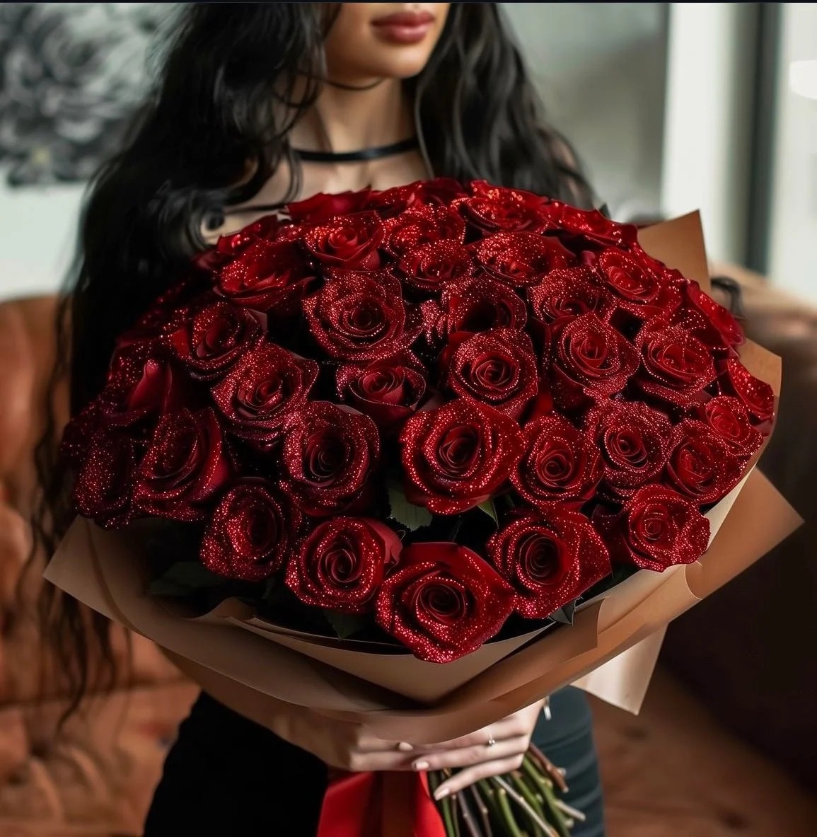 Glitter Rose Bouquet Couple Glitter Everlasting Rose Bouquet (Never Wither)-forlovever