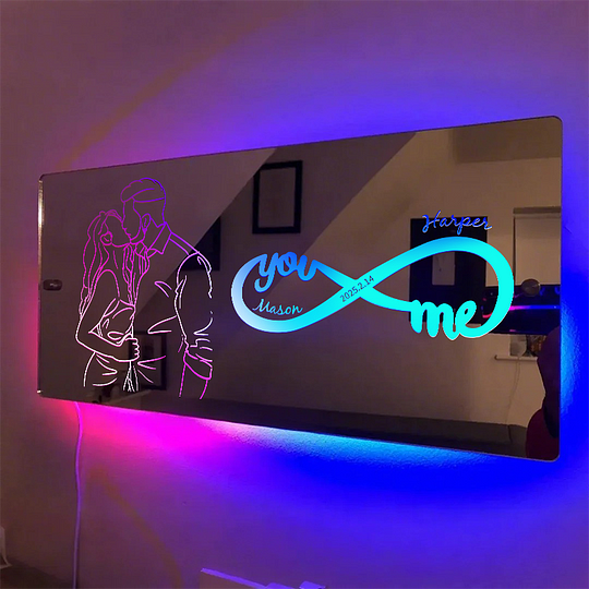 Customized Couple Profile Photo Infinity Symbol Mirror Light