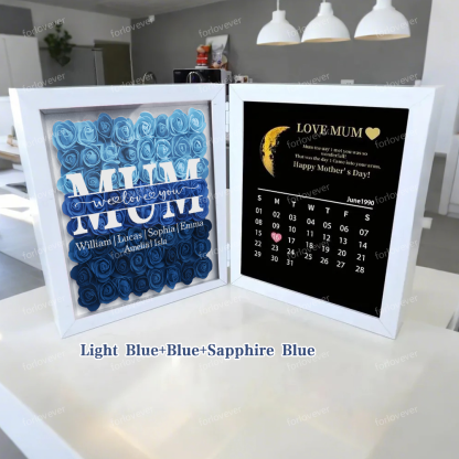 NANA Mum We Love You With REAL MOON PHASE Anniversary Calendar - Personalized Flower Shadow Box-forlovever