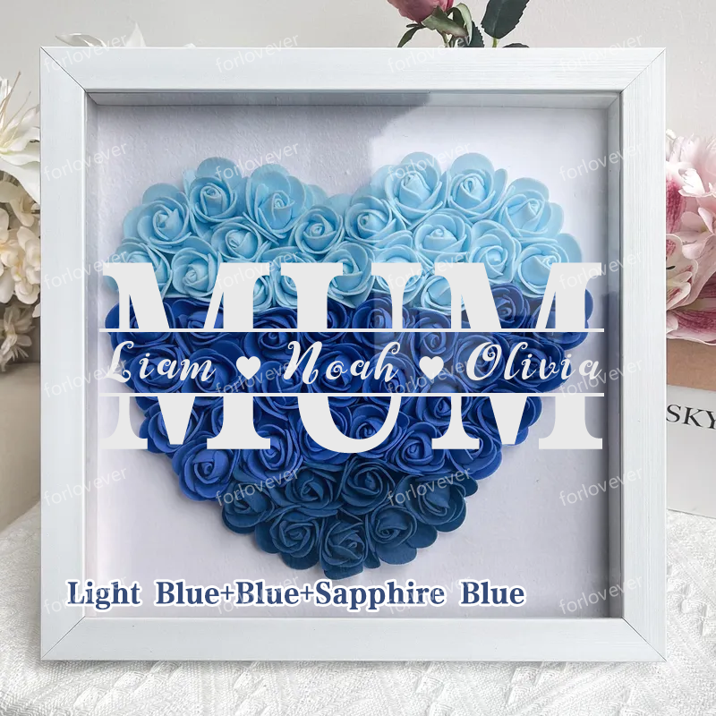 Mom/Grandma Heart Shaped Monogram Flower Shadow Box Gift-forlovever