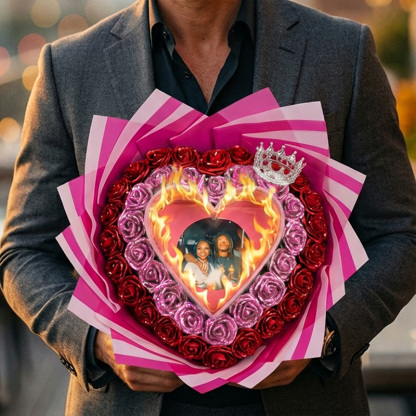 Will You Be My GF-Glitter Rose Profess Burning Rose Burn away bouquet