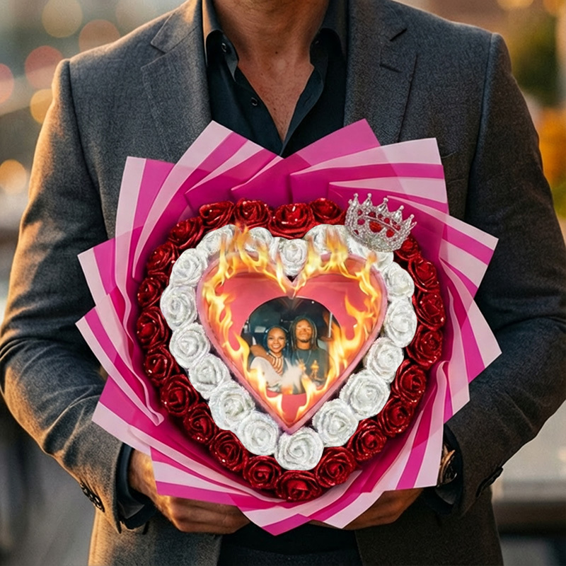 Will You Be My GF-Glitter Rose Profess Burning Rose Burn away bouquet