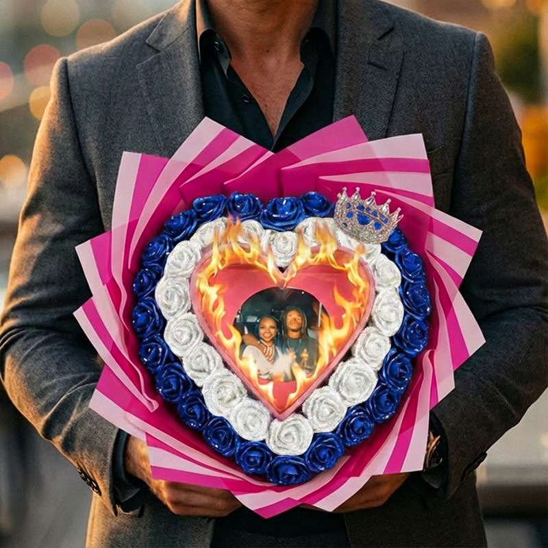 Will You Be My GF-Glitter Rose Profess Burning Rose Burn away bouquet