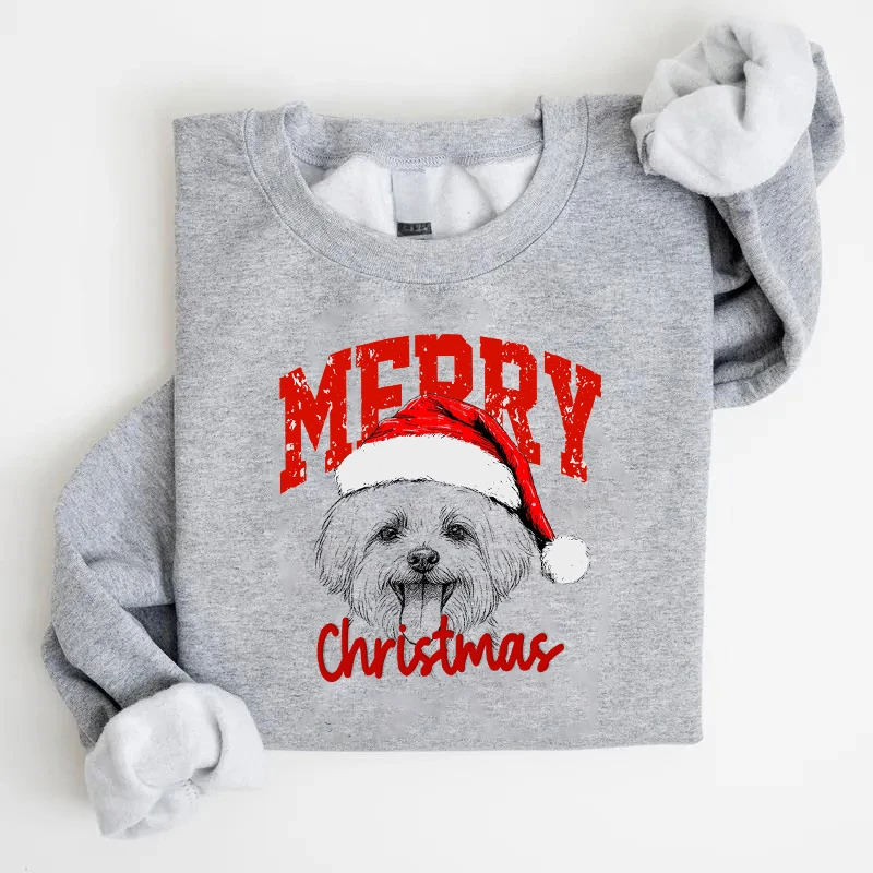 Custom Pet Portrait Christmas Sweatshirt - Personalized Dog/Cat Santa Hat Hoodie