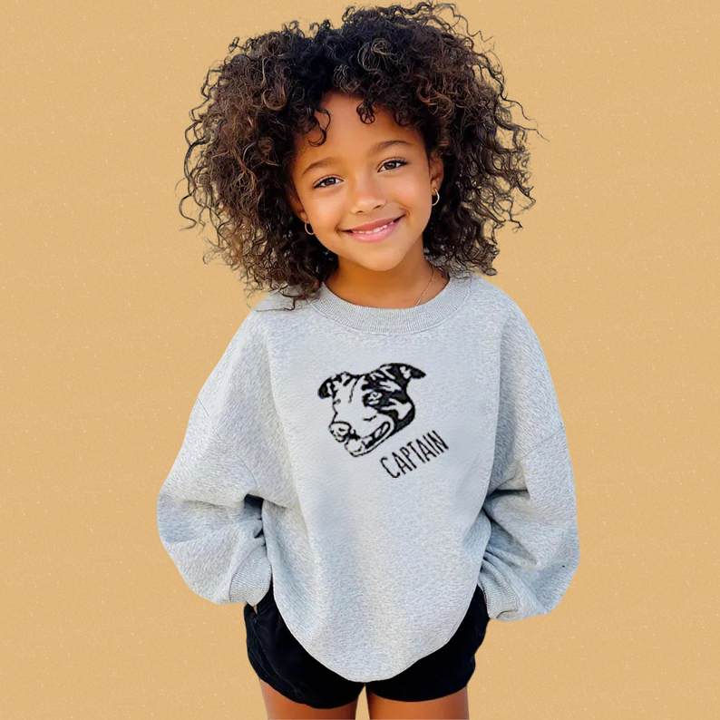 Custom Pet Portrait Kids Sweatshirt